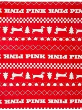 PINK Christmas Dachshund Print blaket